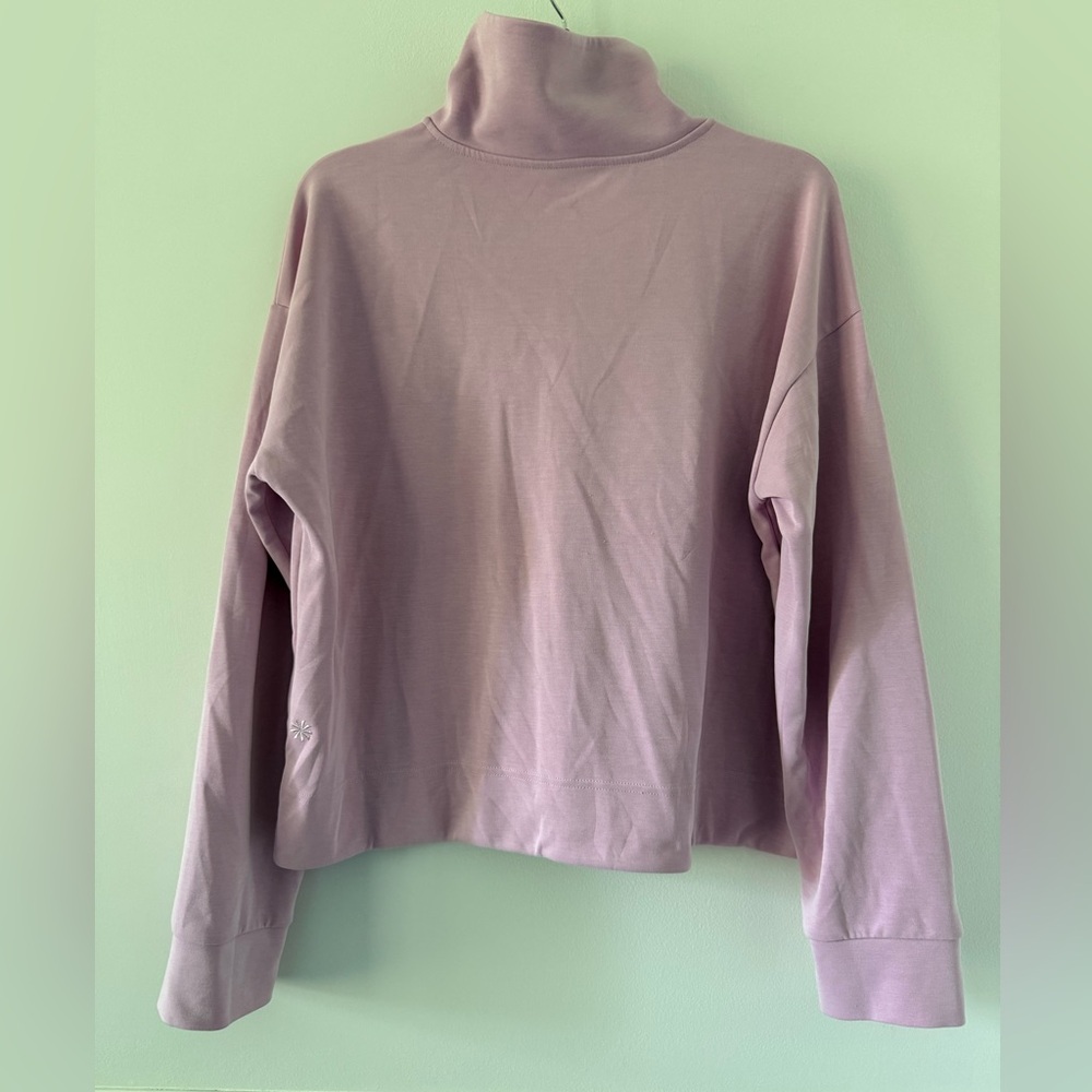 Athleta Seasoft 1/4 Zip Quarter-Zip Dusty Pink Sweatshirt EUC - Picture 2 of 4